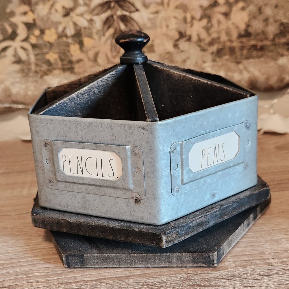 Rae Dunn by Designstyles Rotating Steel Stationary Organizer Holder Cup - Picture 3 of 5